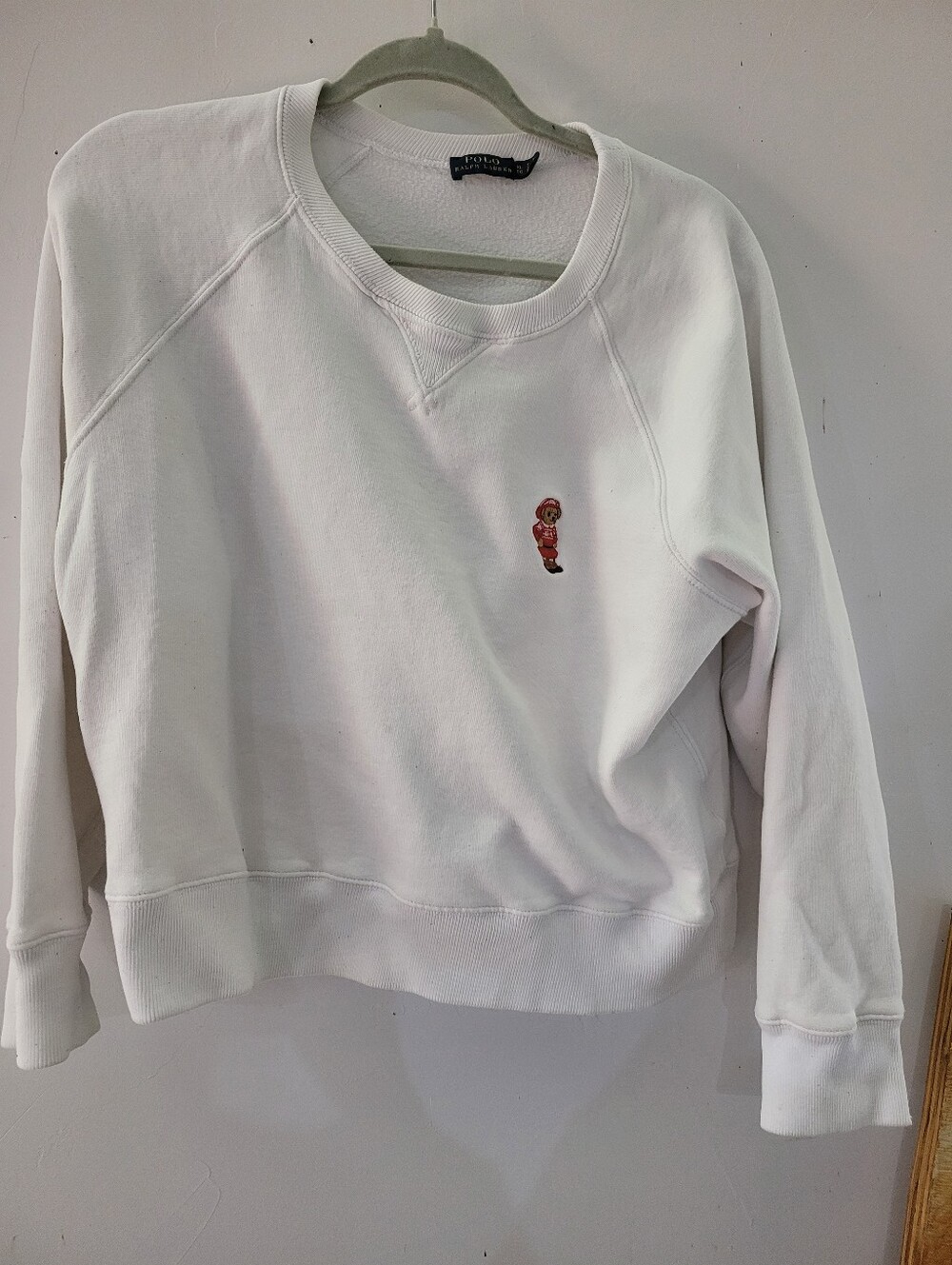 Polo by Ralph Lauren XL White Kids Sweatshirt with Red Teddy Bear Rugby #54